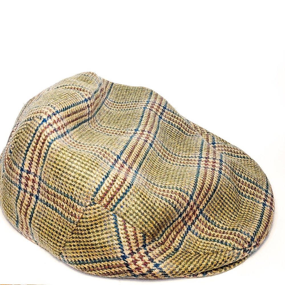 Wool "Prince of Wales" check flat cap. Waterproof!